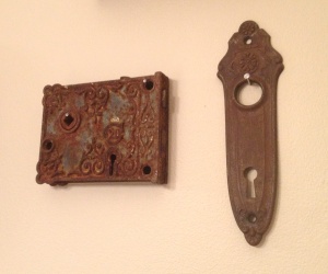 Corbin rim lock and vintage door plate